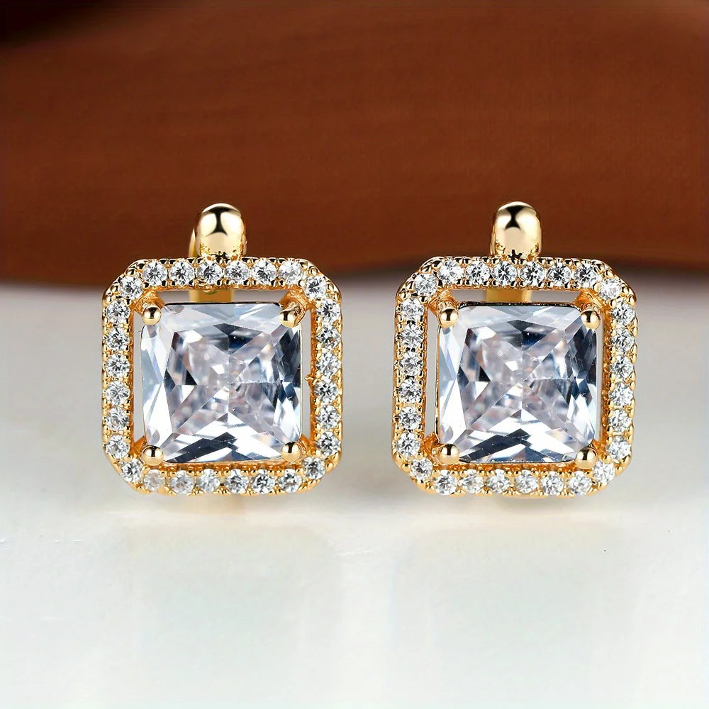 Boucles d'oreilles carrées en pierre verte et Zircon pour femmes, jolies boucles d'oreilles en pierre de naissance en cristal, style Boho, couleur or, petites boucles d'oreilles pour femmes, bijoux