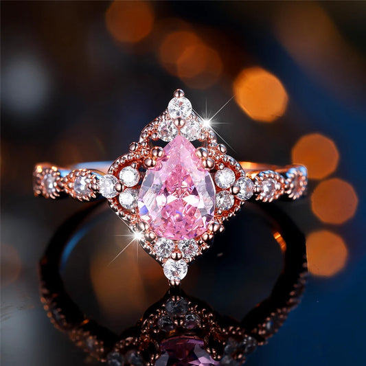 ChimPink-Bague de Fiançailles pour Femme, Bijoux Vintage en Argent et Or, Bandes de Mariage