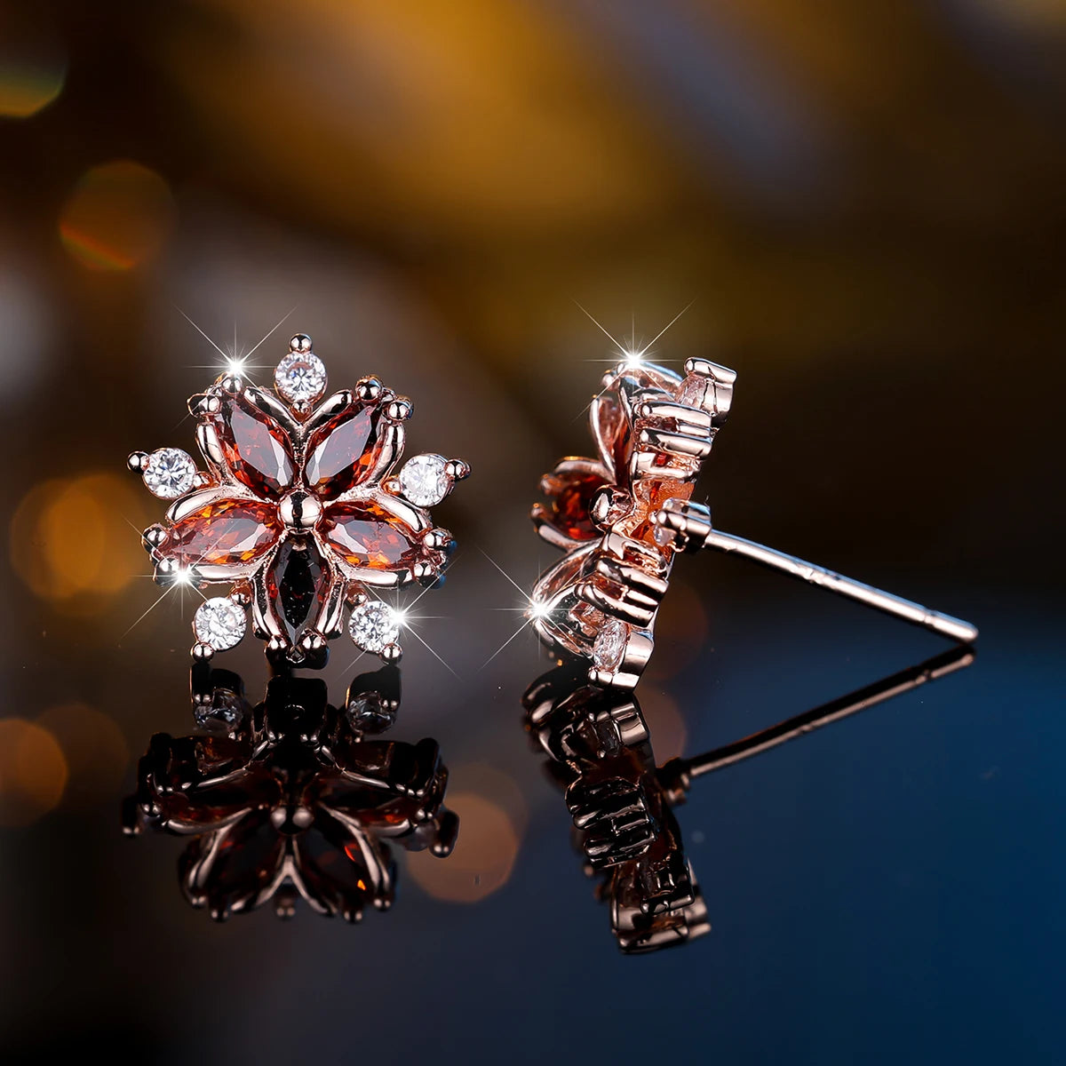 Boucles d'oreilles à tige flocon de neige en pierre pour femme, blanc, violet, mignon, vintage, document en or, bijoux de mariage