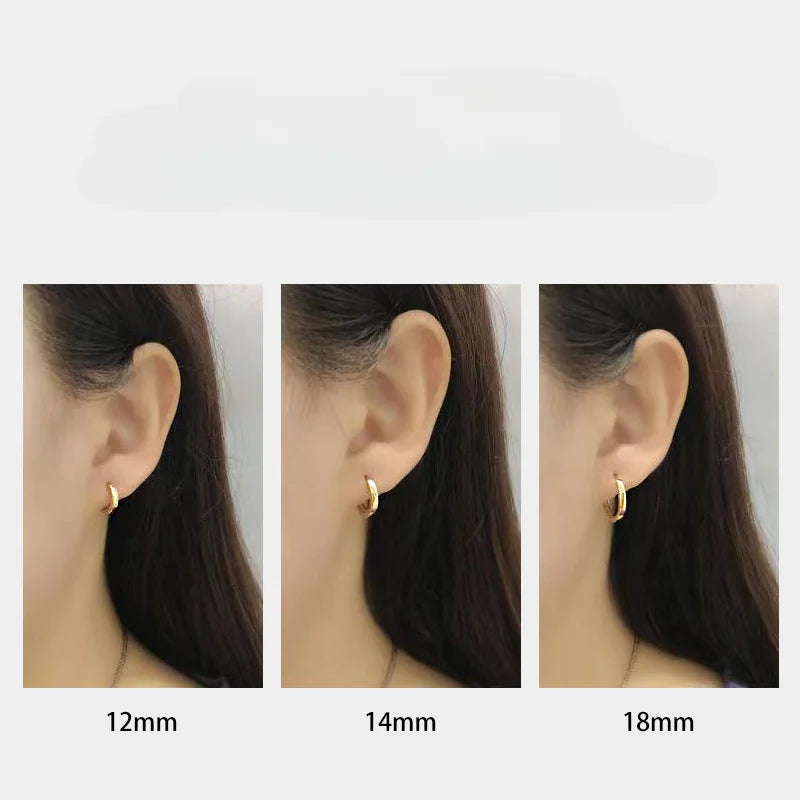 Boucle d'oreille ronde minimaliste en argent Sterling 925 véritable pour femmes, cerceau, accessoires de bijoux
