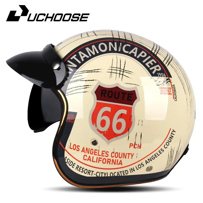 Casque de Moto Rétro Certifié DOT pour Homme, Protection à Visage Ouvert à 73 °, Accessoires pour Harley