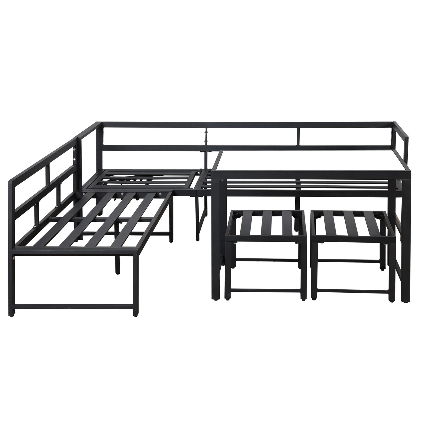 Ensemble canapé et chaise longue d'extérieur, ensemble de sièges en aluminium pour balcon de jardin avec fonction chaise longue