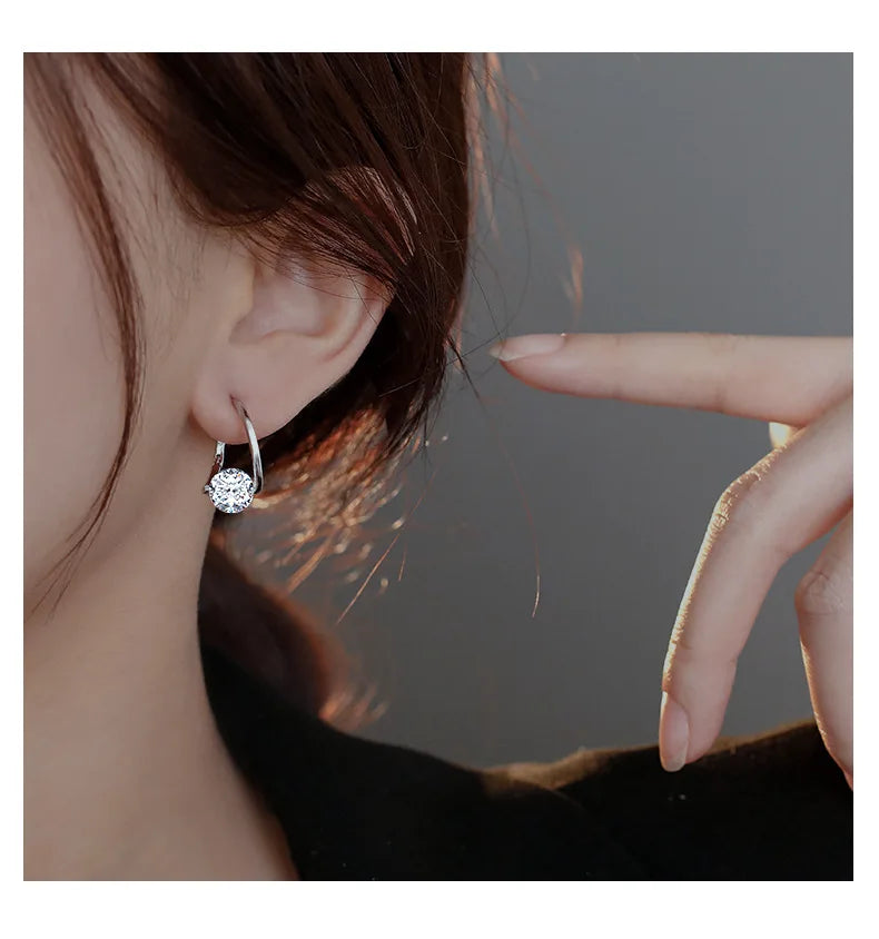 Boucles d'oreilles en argent Sterling 925, cerceau en Zircon coréen, tempérament Simple, exquis, tendance, bijoux Sexy, cadeau, offre spéciale
