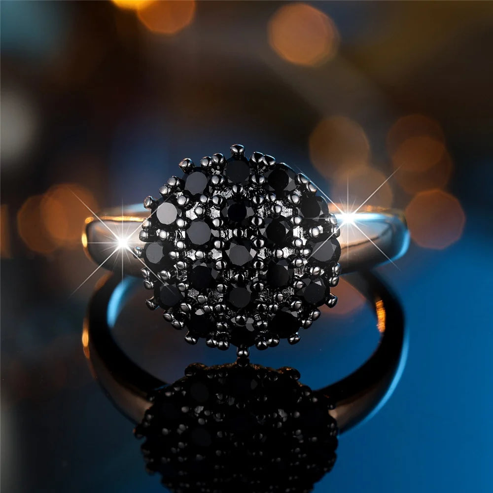 Femme mignon blanc noir Zircon pierre couleur or bijoux de mariage promesse bagues de fiançailles pour les femmes