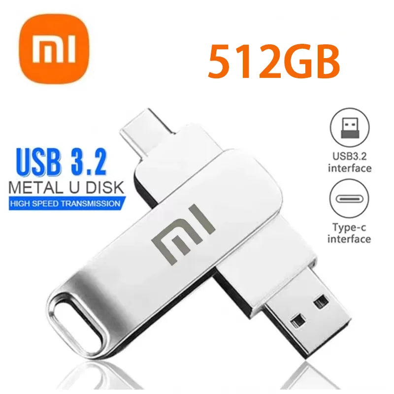 Xiaomi Flash Drives 2 To Usb 3.2 métal haute vitesse 1 To 512 Go bâton étanche SSD stockage PC téléphone transfert de données Portable