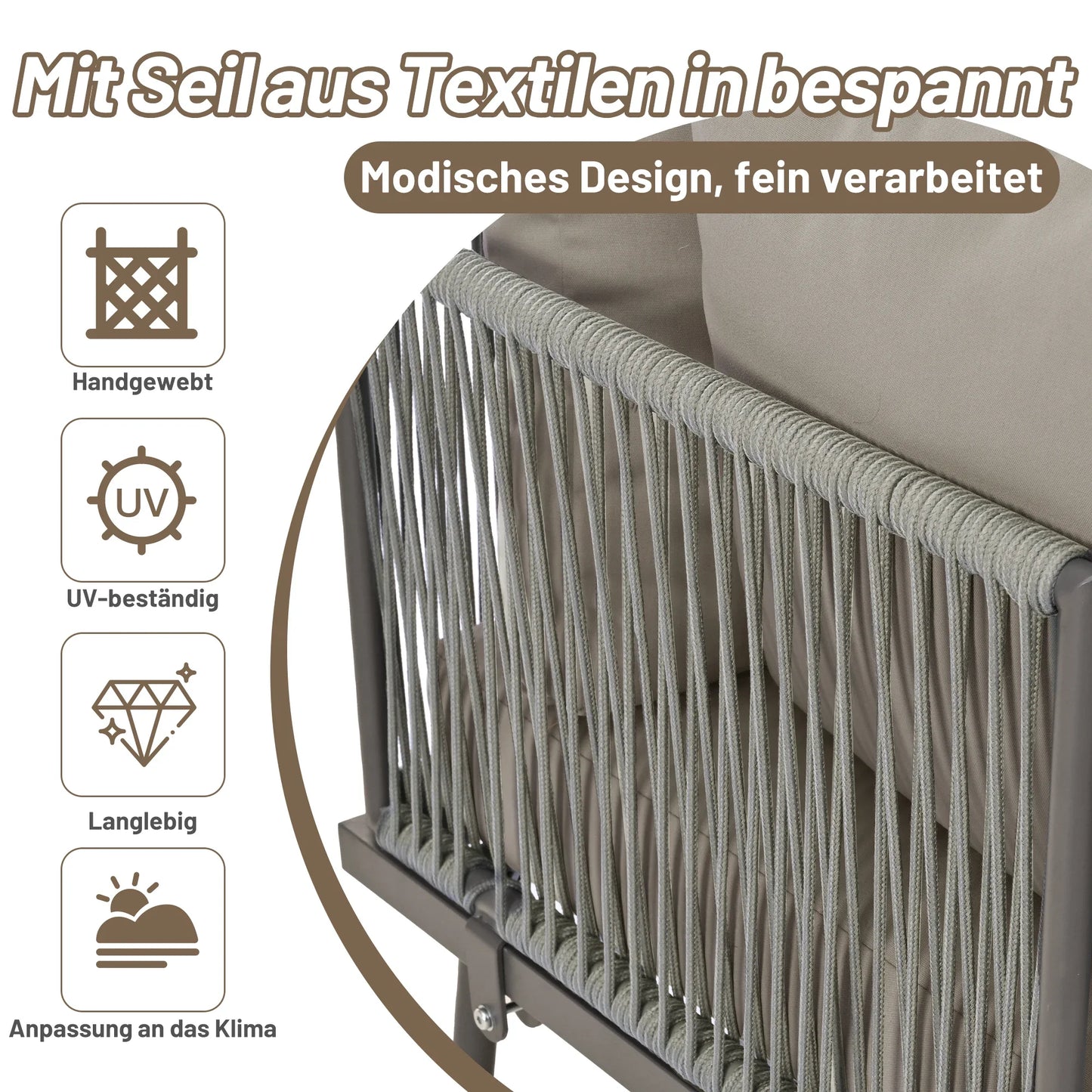 Canapé d'angle extérieur résistant aux intempéries, mobilier de patio extérieur, dormez 8, avec 2 tables et 4 sièges d'amour, coussins inclus
