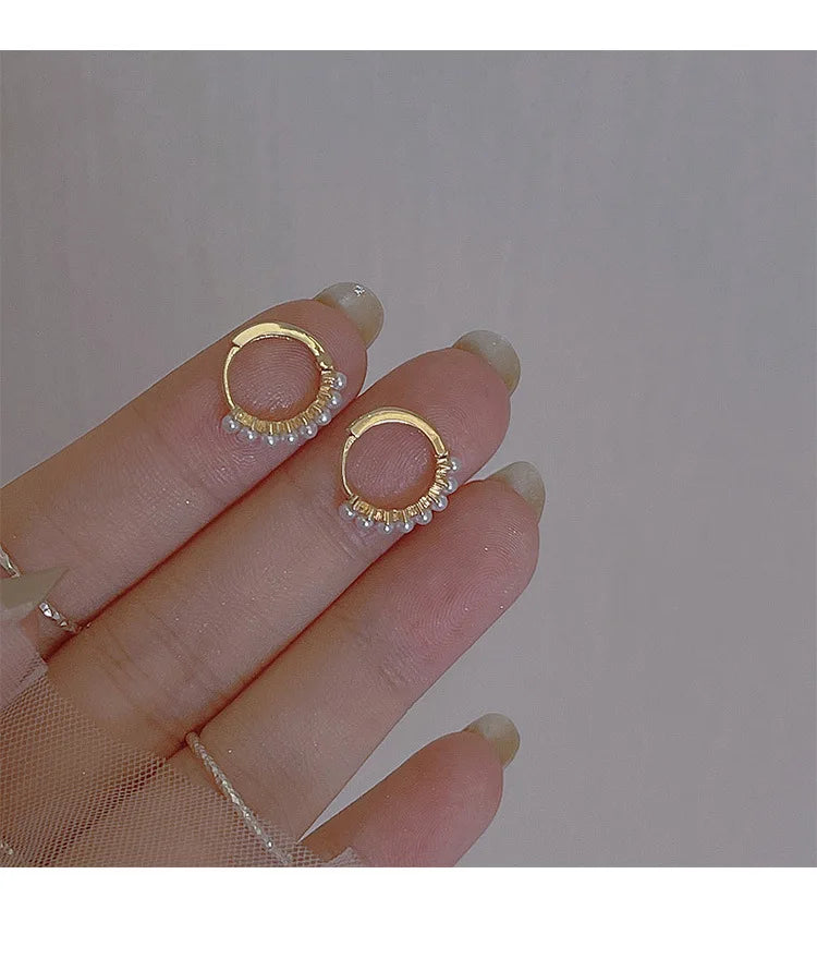 REETI 925 argent Sterling perle ronde pendentif boucles d'oreilles pour femmes Huggie boucle d'oreille