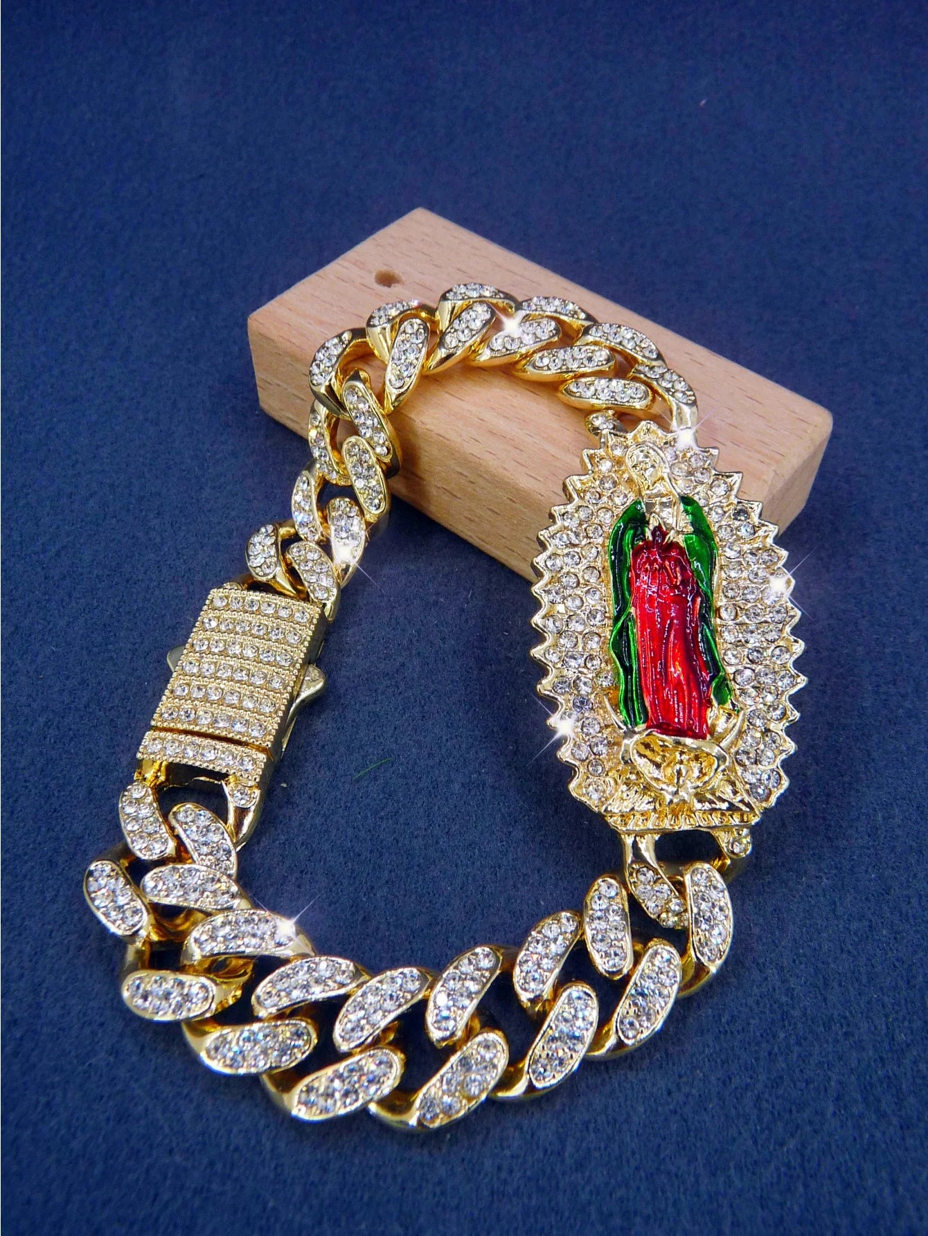 Coffret cadeau pour bracelet vierge marie, plaqué or 14 carats, 1 pièce