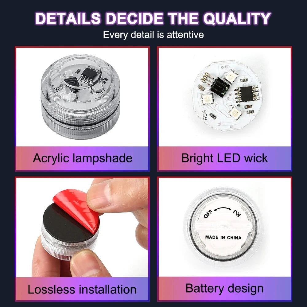 Lumière ambiante LED sans fil pour intérieur de voiture, décoration télécommandée, toit automatique, lampe avec batterie colorée, escales au pied