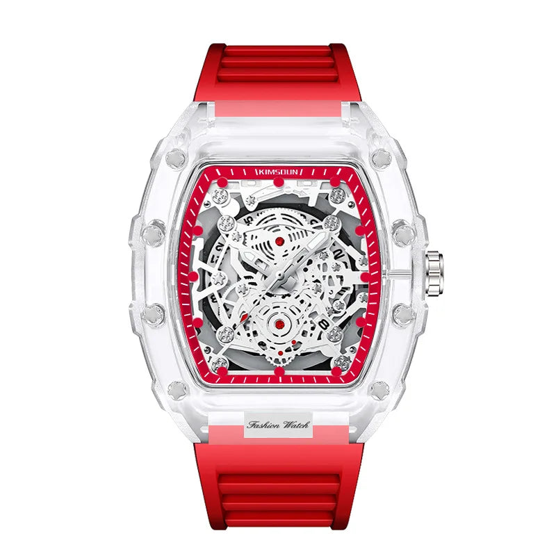 UTHAI BK134 montre à la mode pour hommes en forme de baril montre à quartz étanche transparente horloge de sport montres cadeaux pour homme