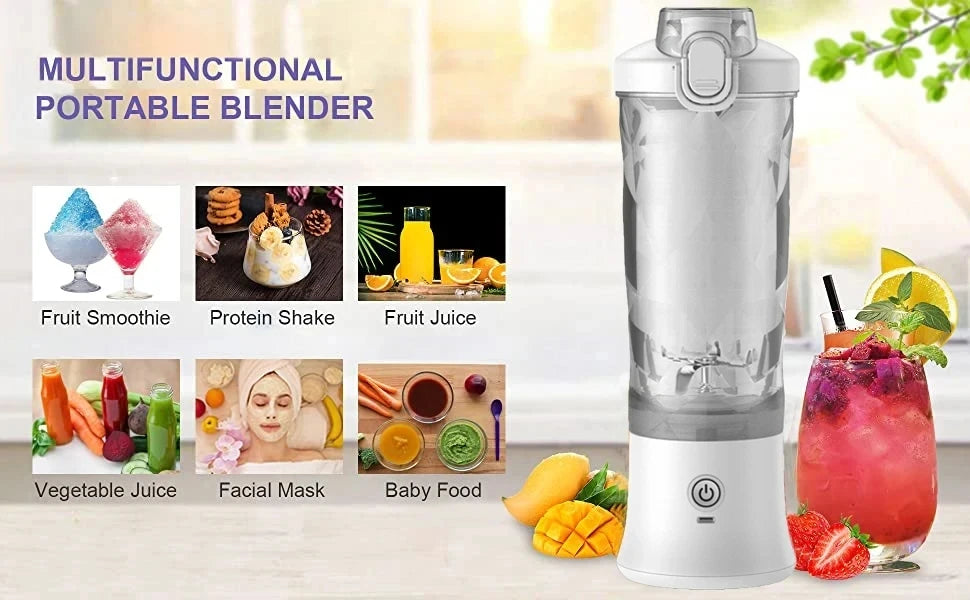 Blender Portable 600 ml – 6 Lames Inox & Recharge USB-C