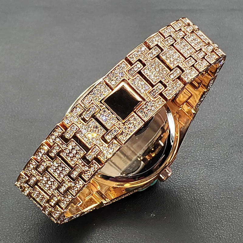 Luxus Voller Diamant Uhren für Männer Marke Hip Hop Iced Out Arabischen Ziffern Mode Stahl Wasserdichte Uhr Drop Shipping