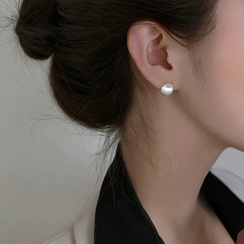 Boucles d'oreilles créoles géométriques coréennes en argent regardé 925, cadeau de bijoux sexy, simple, tempérament exquis, semi-vente chaude