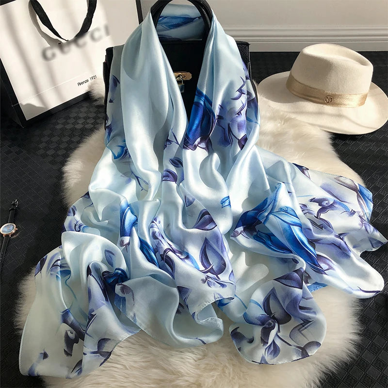 🧣 Foulard en Soie RUNMEIFA – Élégance d’Été & Style Luxe