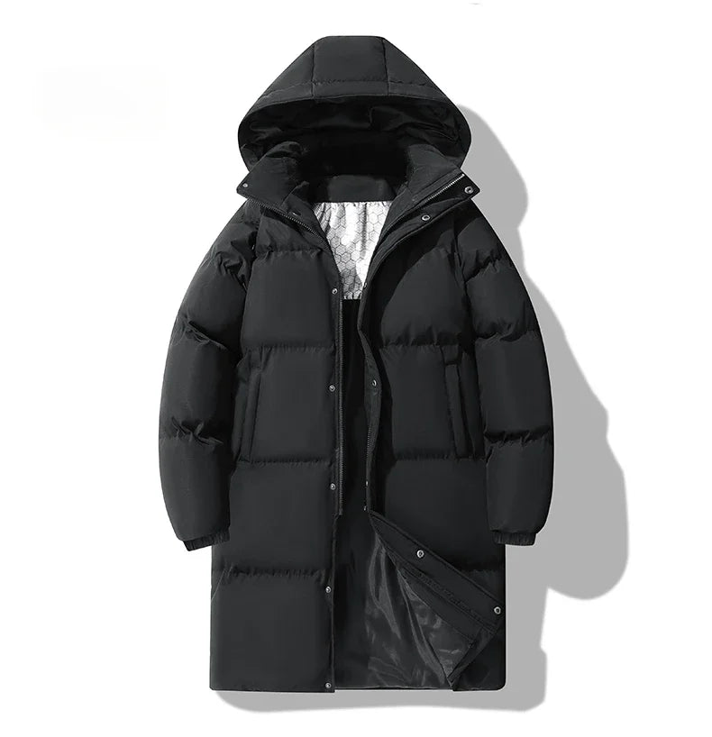 Parka chauffante à capuche pour homme, veste rembourrée, manteau long, veste chaude, technologie graphène, style coréen, haut de gamme, couple, hiver, 2024