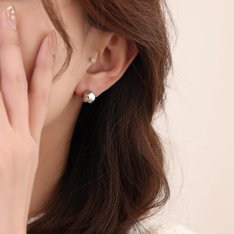 Boucles d'oreilles en argent 925 pour femmes, accessoires de bijoux mignons et doux, accessoires de bijoux simples à la mode