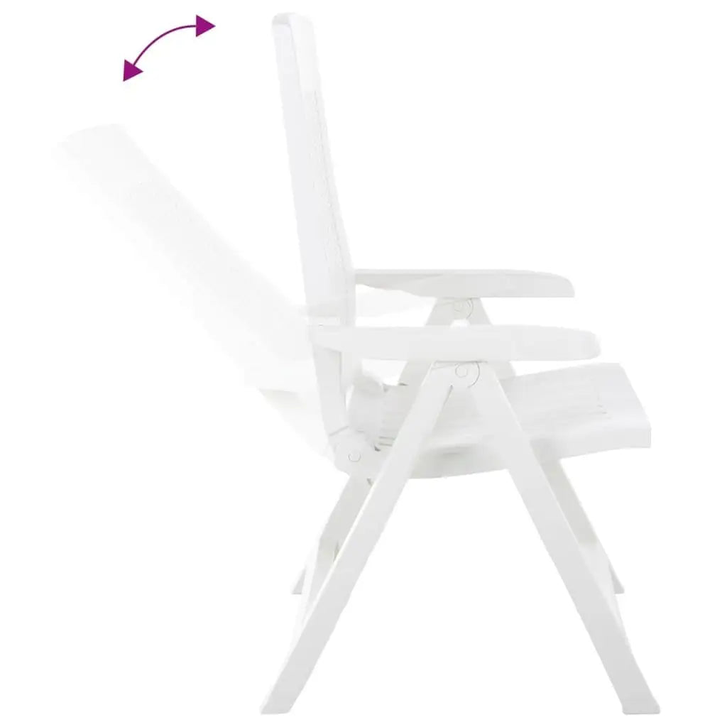 Ensemble de 2 chaises inclinables de jardin, meubles de salon d'extérieur en plastique blanc