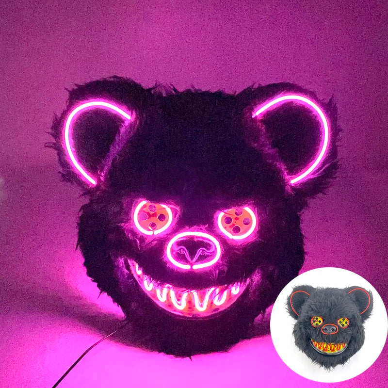 Masque de Lapin Sanglant LED – Halloween, Cosplay et Fête Effrayante