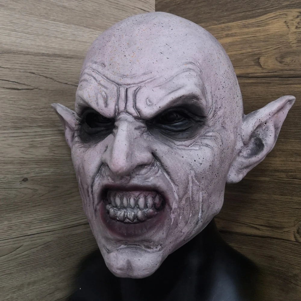Masque Nosferatu Gris Vampire en Caoutchouc – Halloween & Cosplay Effrayant