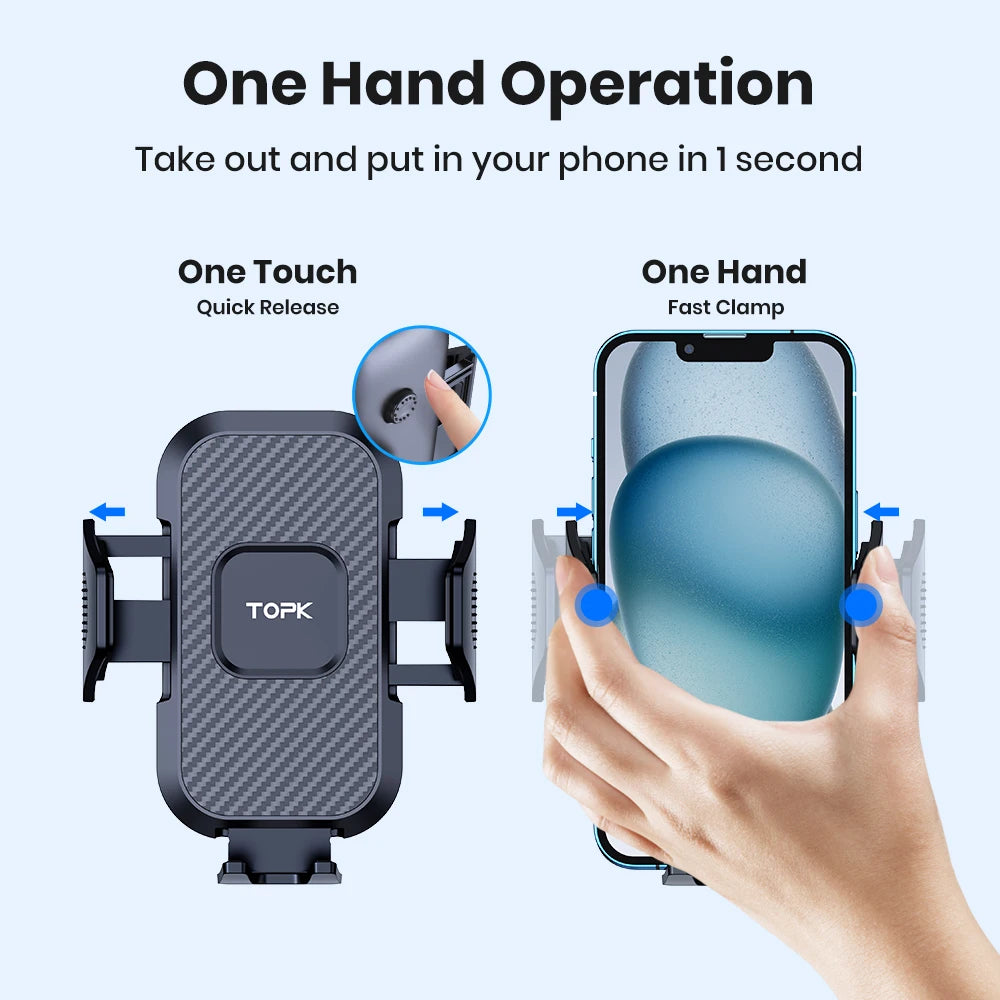 Support Téléphone Voiture TOPK – Clip Ventilation avec Verrouillage Automatique