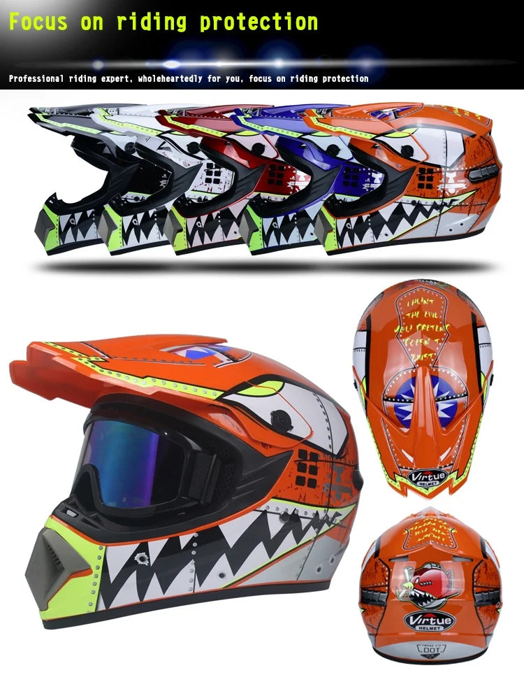 Envoyer 3 pièces cadeau casque de moto enfants casque tout-terrain vélo descente AM DH casque de cross capacete motocross casco