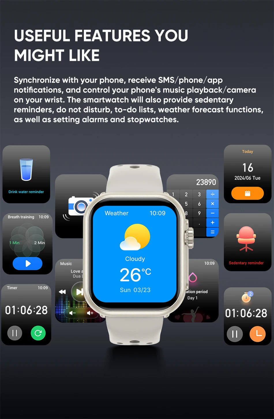 Montre Intelligente BOXUXING 2025 – Écran 1,85", Santé et Sport, Assistant Vocal