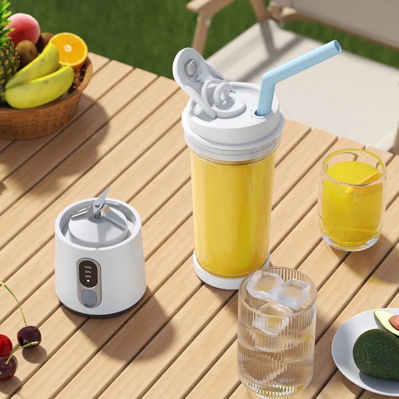 Nouveau presse-agrumes Portable double usage tasse de jus USB 4000mAh batterie intérieur extérieur mélangeur de fruits 4 lames Smoothie bouteille de jus tasse mélangeur