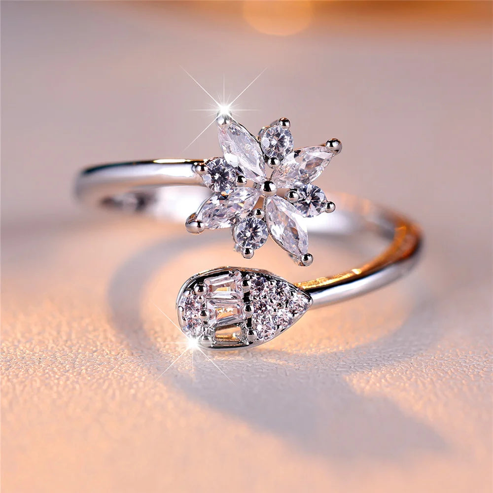 Bague Ouverte et Ajustable en Argent Blanc pour Femme, Bijoux de Mariage, Petit, Mignon, Document, Vintage