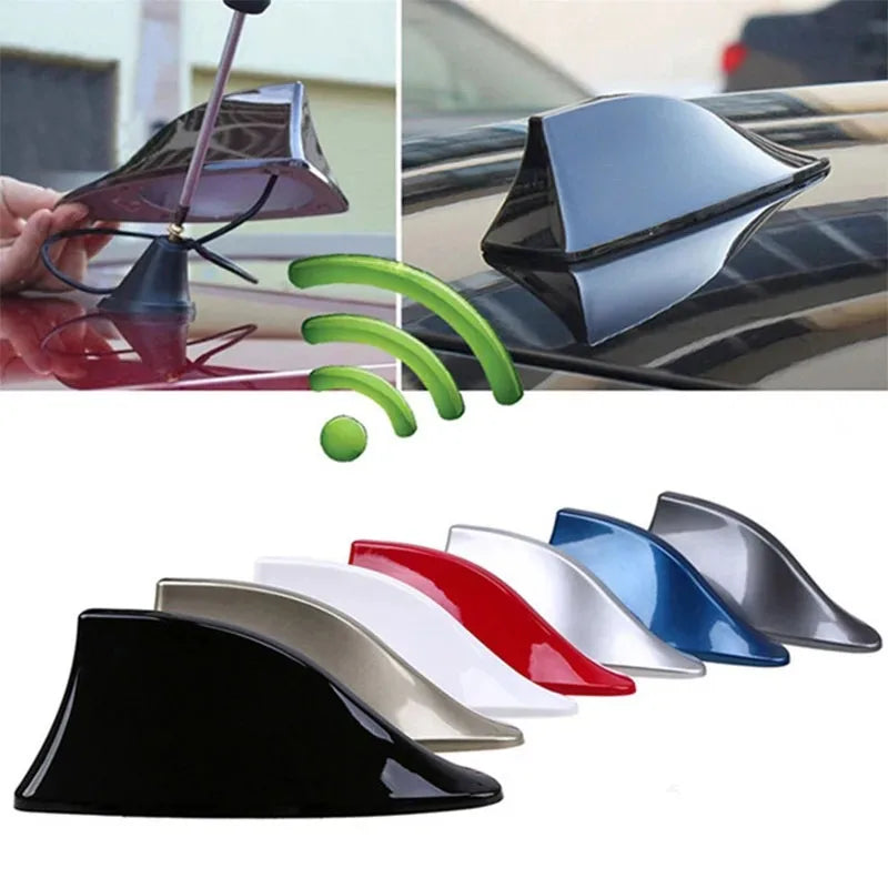 Décoration aérienne de toit d'aileron de requin de voiture de 2 pièces, Option d'antenne Radio AM FM, accessoire de style extérieur pour les véhicules, antenne de toit de voiture