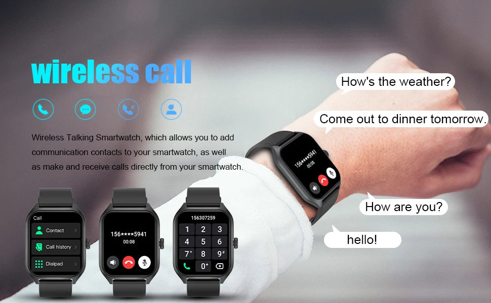 Montre connectée avec assistant vocal AI pour hommes et femmes, écran HD 1.96, suivi des activités avec plus de 100 sports, moniteur de sommeil et de fréquence cardiaque