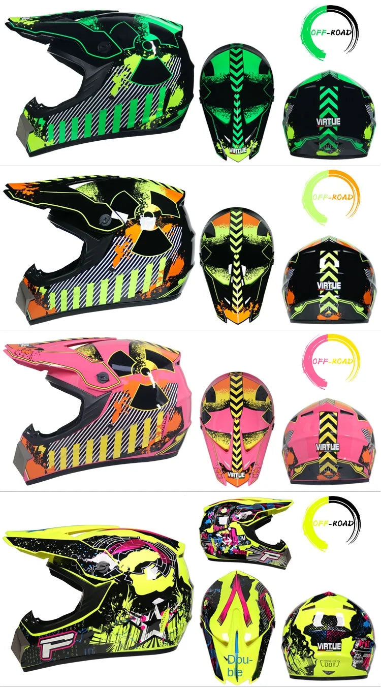 Envoyer 3 pièces cadeau casque de moto enfants casque tout-terrain vélo descente AM DH casque de cross capacete motocross casco