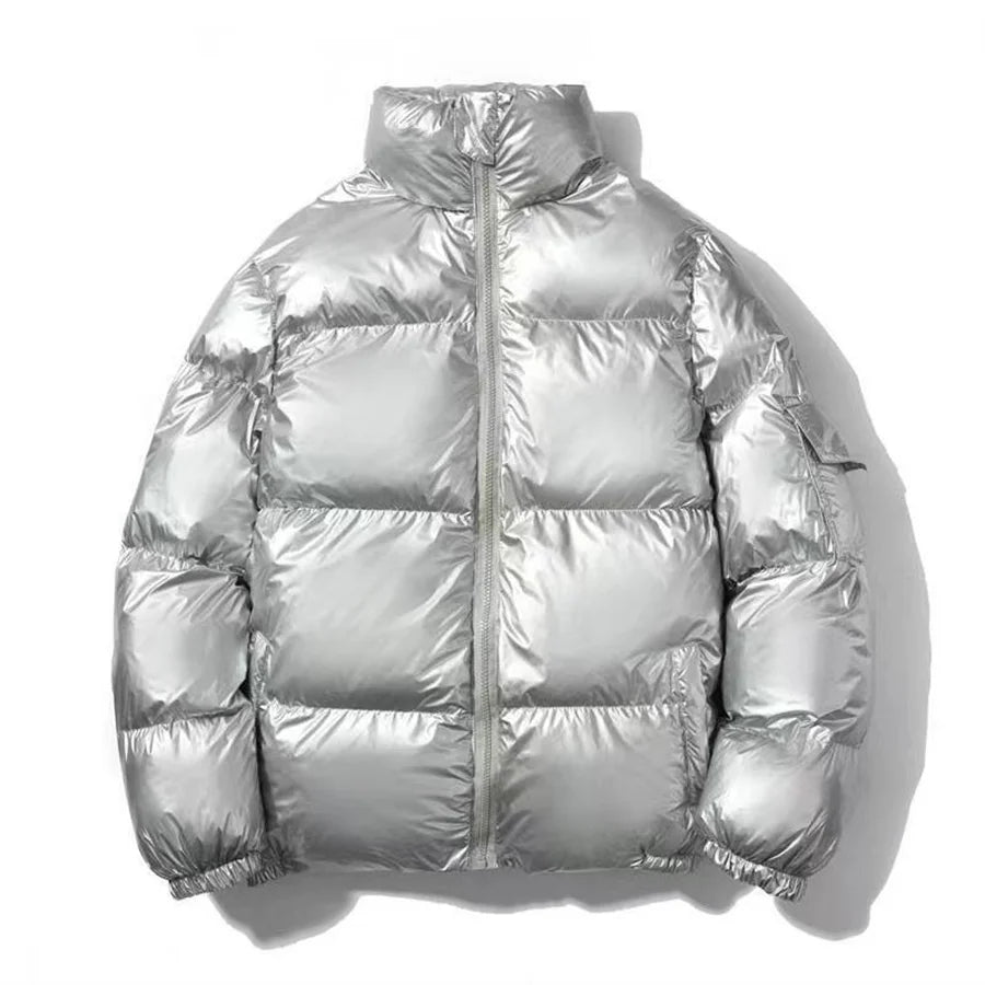 🧥 Veste Rembourrée Brillante pour Hommes – Parka Streetwear Hiver