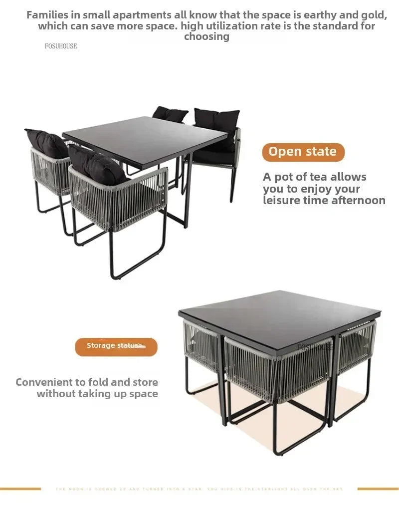 Ensembles de Table et de chaises d'extérieur en rotin PE, Table et chaise de loisirs pour cour, ensemble de meubles de jardin, balcon, meubles de Villa de jardin BB