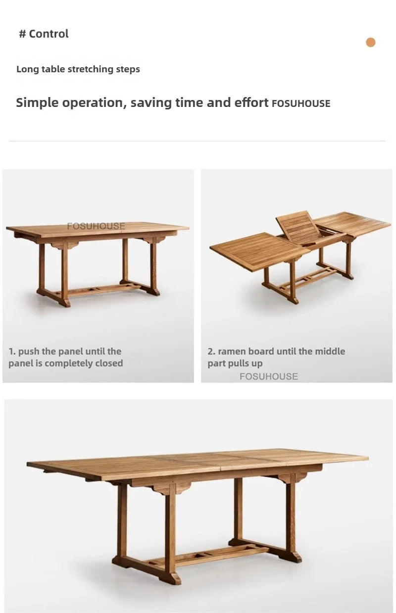 Meubles de Patio en plein air en teck nordique, ensemble d'extérieur, meubles de jardin de Villa, Table et chaises pliantes de loisirs, mobilier d'extérieur