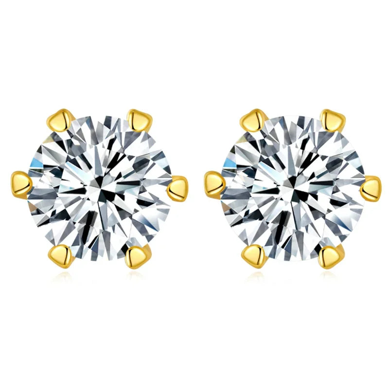 Boucles d’oreilles Rondes Femme Or Jaune avec Moissanite – Style Trendy