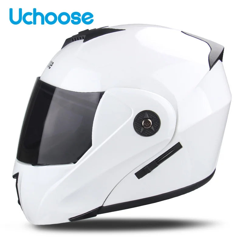 Uchoose Casque à Section transversale Double lentille Certification DOT Casque de moto de sécurité Casque à rabat modulaire Casque unisexe avec visière