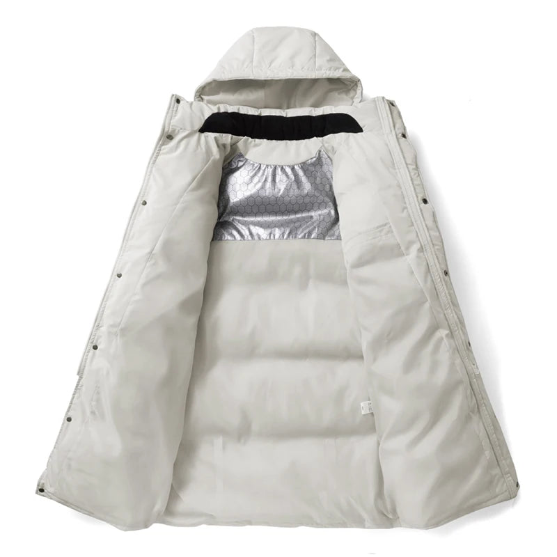 Parka chauffante à capuche pour homme, veste rembourrée, manteau long, veste chaude, technologie graphène, style coréen, haut de gamme, couple, hiver, 2024