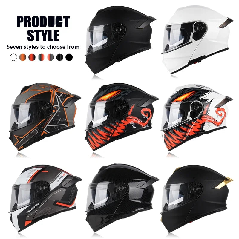 Uchoose-d'expériences intégraux approuvés DOT pour hommes et femmes, équipement de protection contre les collisions, casque rabattable pour moto, double pare-soleil