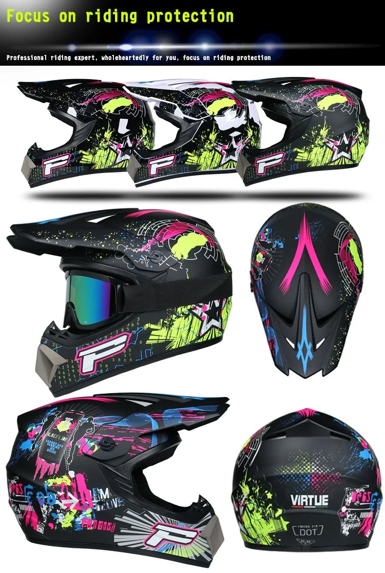 Envoyer 3 pièces cadeau casque de moto enfants casque tout-terrain vélo descente AM DH casque de cross capacete motocross casco