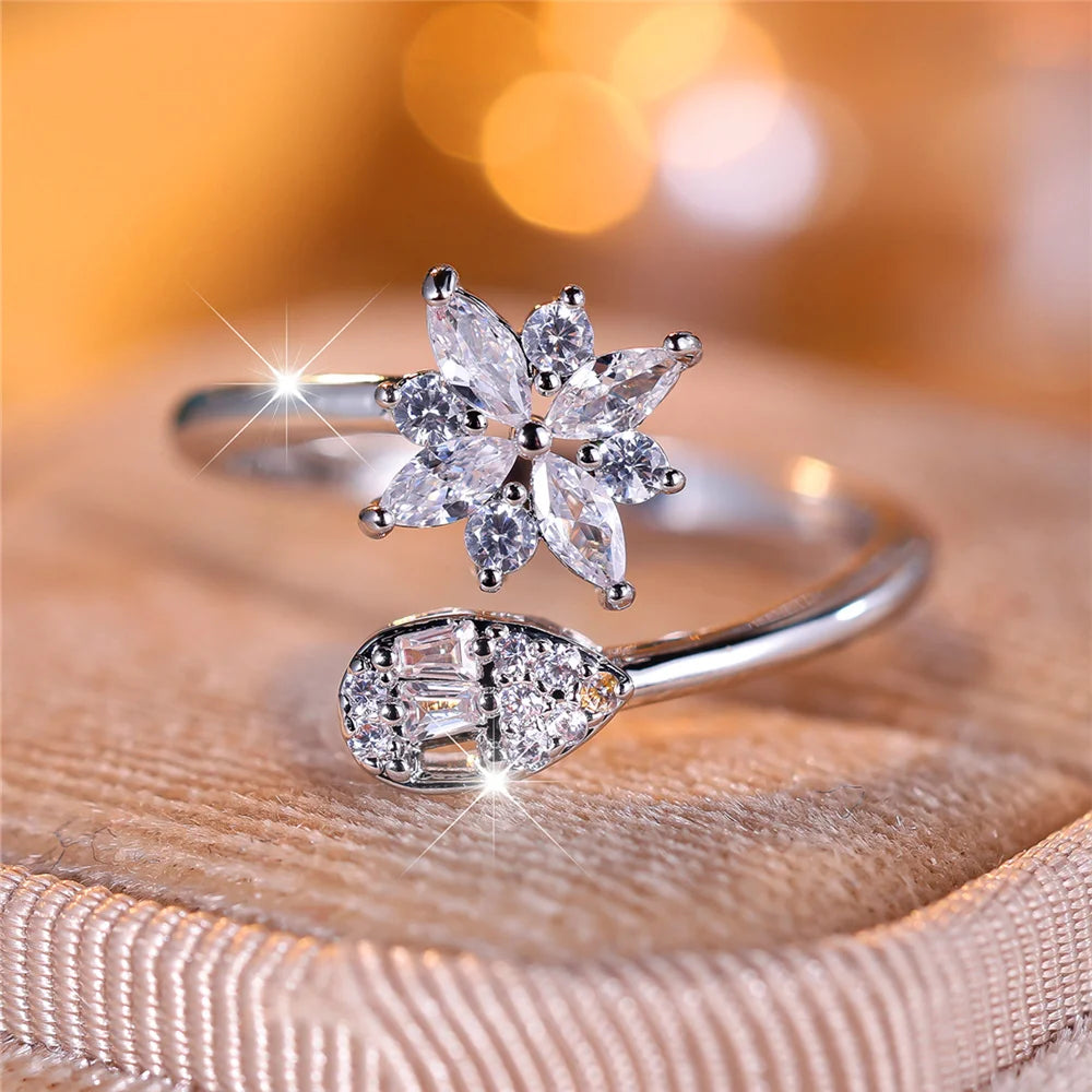 Bague Ouverte et Ajustable en Argent Blanc pour Femme, Bijoux de Mariage, Petit, Mignon, Document, Vintage