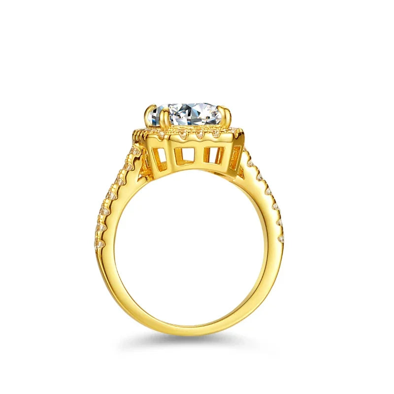 Bague Femme Argent 925 avec Moissanite Rectangle – Trendy pour Engagement