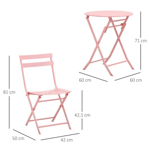 Ensemble de jardin pour 2 personnes Ensemble de meubles de balcon avec table de bistro pliante et 2 chaises en rose pour jardin et cour