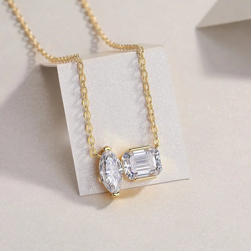 Pendentif Femme Rectangle Or Jaune avec Moissanite – Style Trendy
