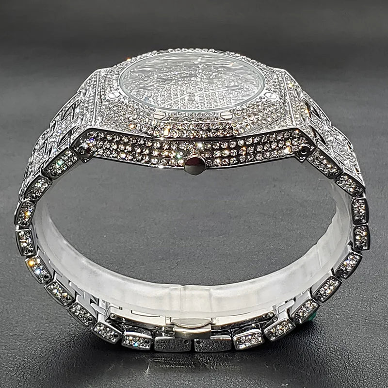 Luxus Voller Diamant Uhren für Männer Marke Hip Hop Iced Out Arabischen Ziffern Mode Stahl Wasserdichte Uhr Drop Shipping