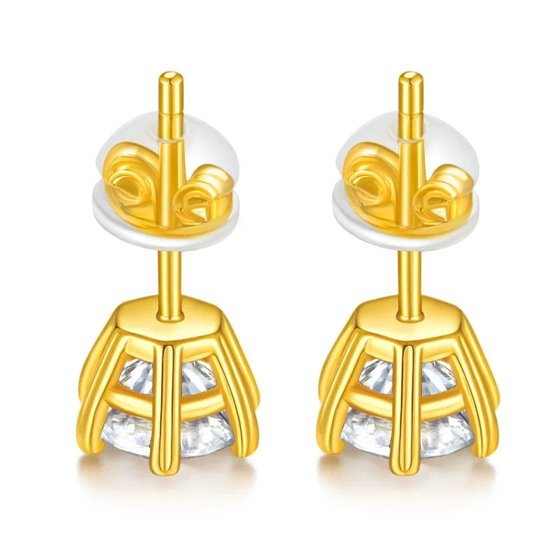 Boucles d’oreilles Rondes Femme Or Jaune avec Moissanite – Style Trendy