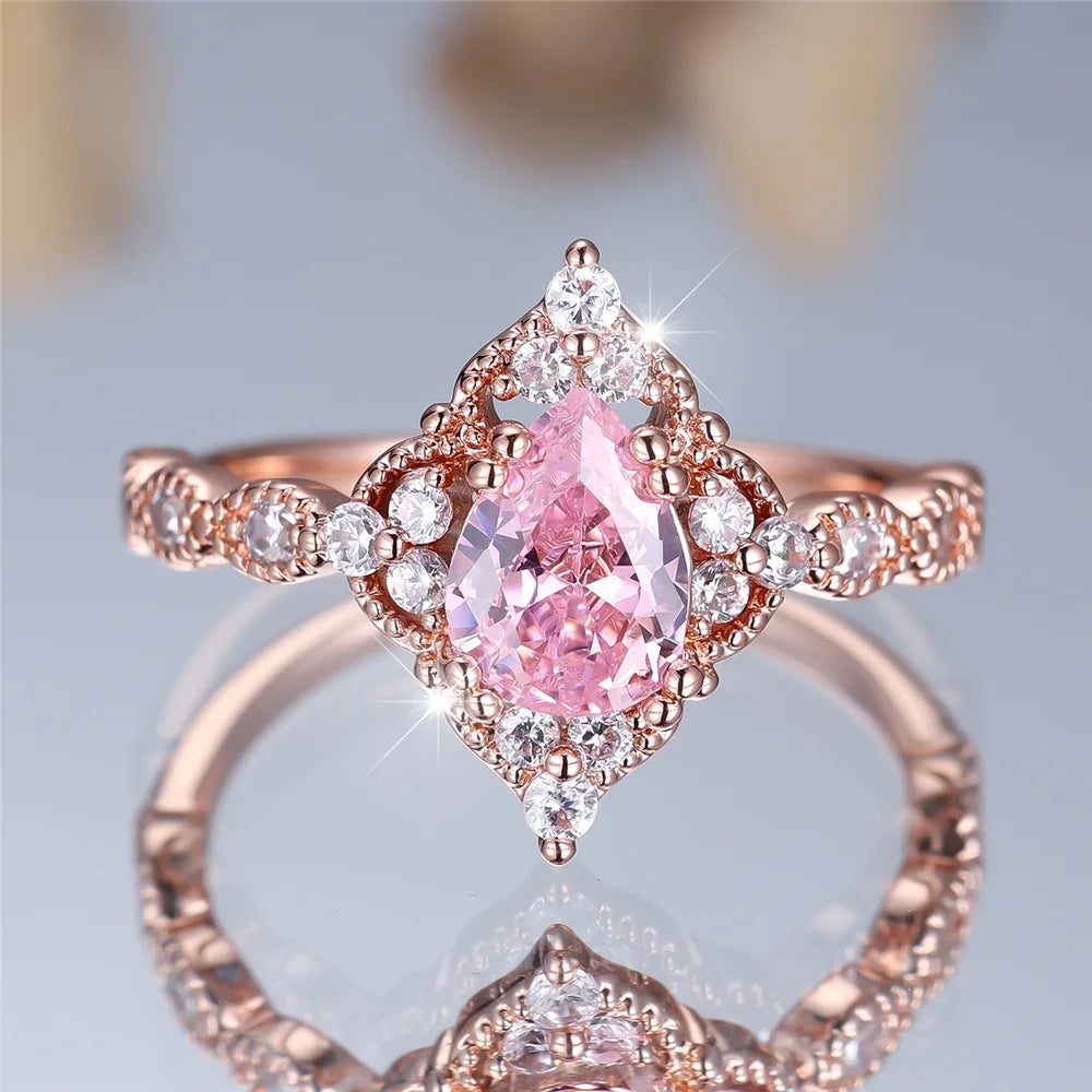 ChimPink-Bague de Fiançailles pour Femme, Bijoux Vintage en Argent et Or, Bandes de Mariage