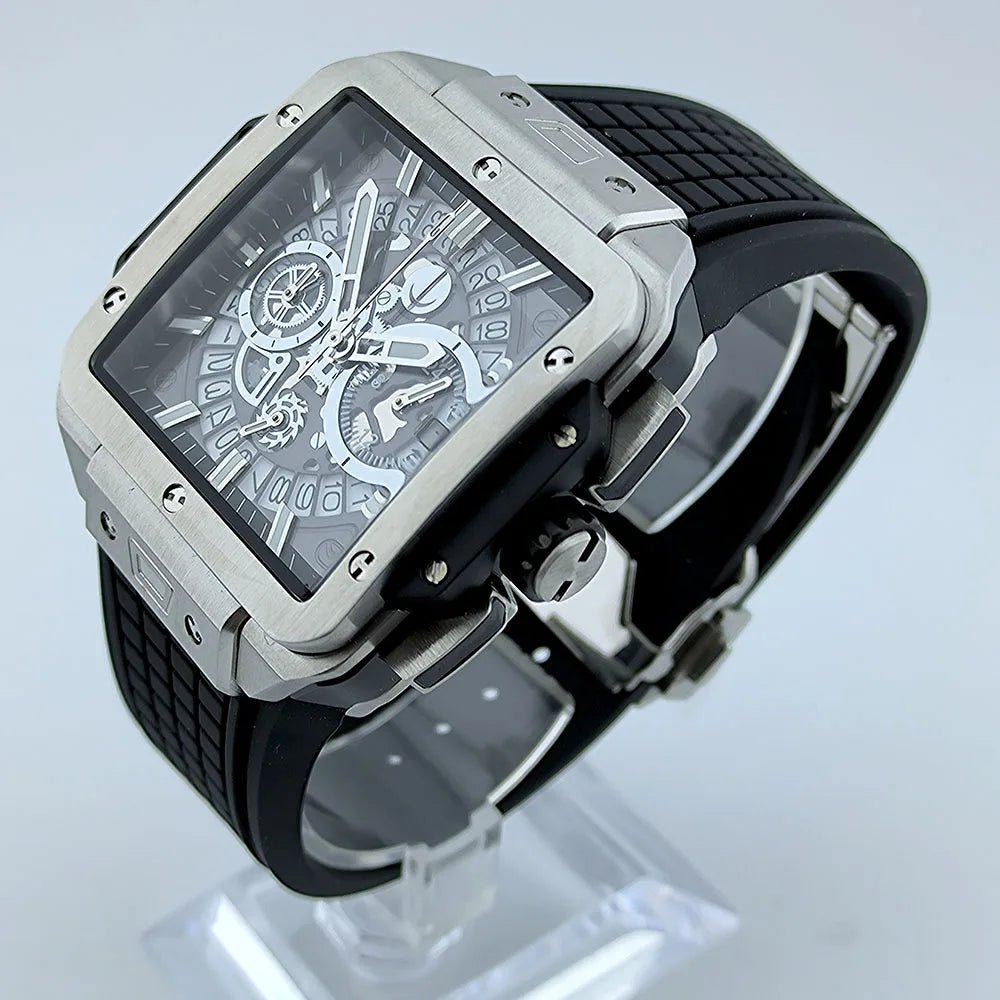 VK63 Quarz-Chronographenuhr – Quadratisches Design und leuchtend grüne Beleuchtung