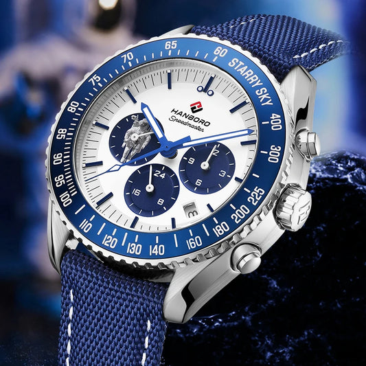 HANBORO hommes montre automatique montres de luxe montre-bracelet mécanique militaire 50M bracelet en Nylon étanche mois semaine Date 24 heures