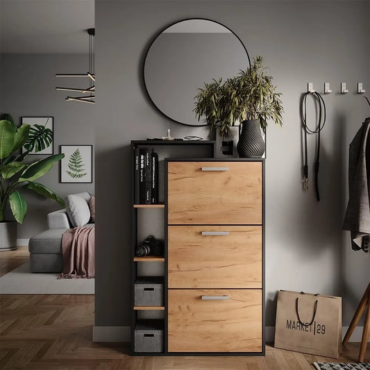 Meuble à Chaussures Moderne Orlando – 3 Tiroirs, Bois Mélaminé, Couloir, Style Élégant