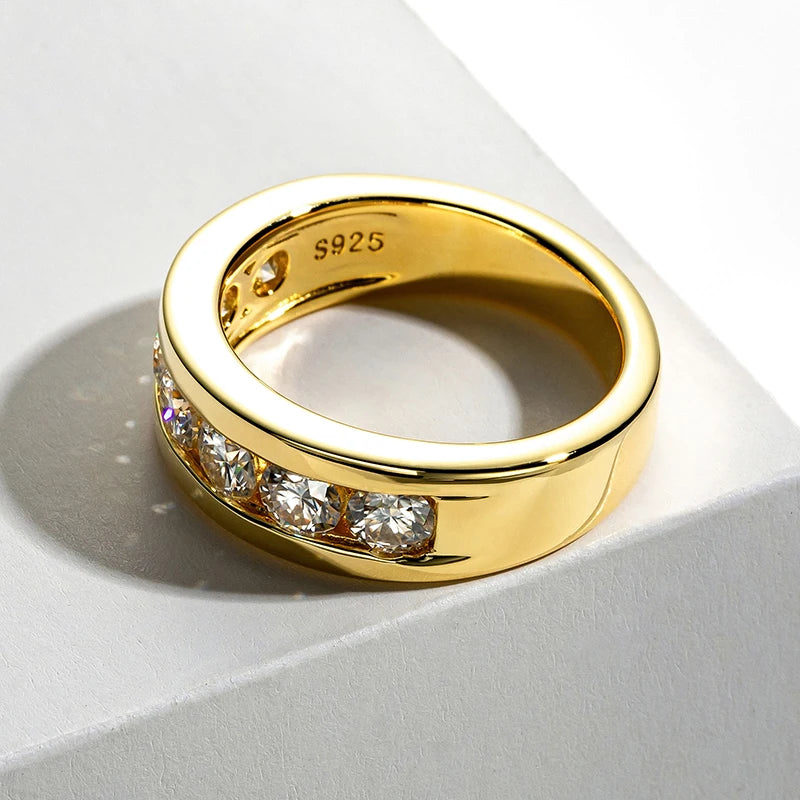Bagues de fiançailles en Moissanite pour hommes, 4mm, plaqué argent Sterling 925, bracelet de mariage en diamant créé en laboratoire